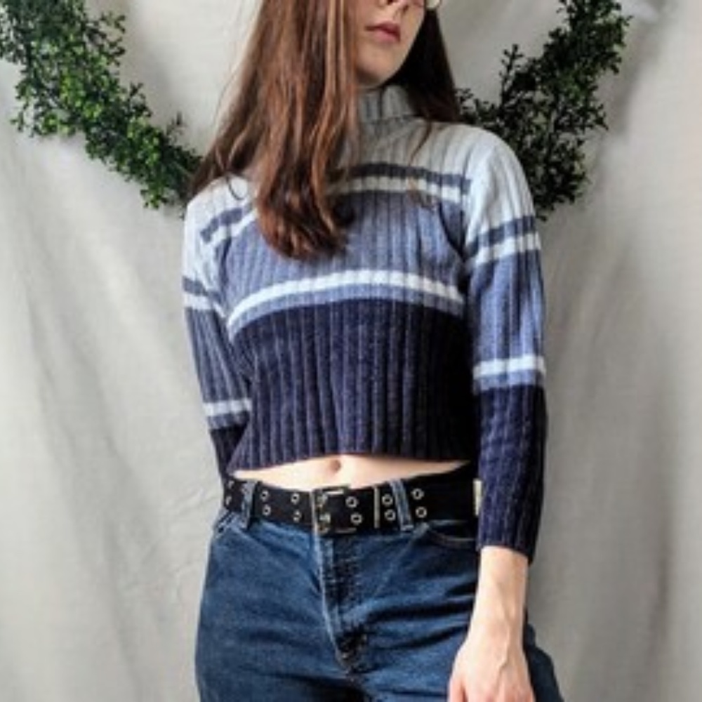 Vintage Soft Blue Turtleneck Sweater - Picture 1 of 4